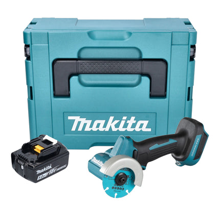 Makita DMC 300 T1J Meuleuse d'angle sans fil 18 V 76 mm Brushless + 1x batterie 5,0 Ah + Makpac - sans chargeur