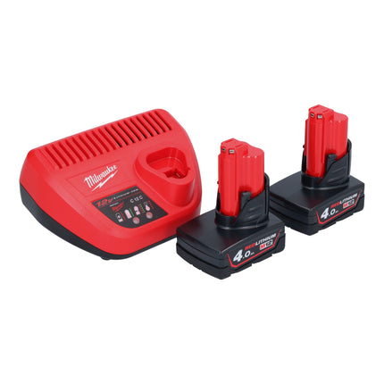 Amoladora recta a batería Milwaukee M12 FDGS-402 12 V 6/8 mm sin escobillas + 2x baterías 4,0 Ah + cargador
