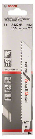 BOSCH Reciprocating saw blade S 922 HF Length 150 mm Width 19 mm ( 4000837544 )