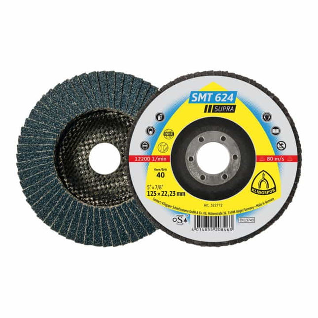 KLINGSPOR flap disc SMT 624 Supra Ø 115 mm grain size 40 12° conical ( 4000842309 )