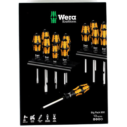 Wera Kraftform Big Pack 900 Schraubendreher Schraubmeißel Set + 2x Rack Wandhalterung ( 05133285001 ) - Toolbrothers