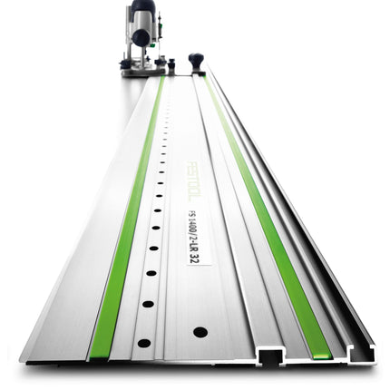 Carril guía Festool FS 1400/2-LR 32 (496939) para sierras circulares portátiles, fresadoras con adaptador, sierras de calar con adaptador, DSC-AG 125, DSC-AG 230