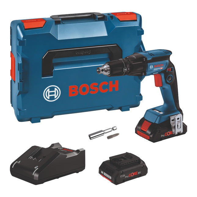 Bosch GTB 18V-45 Atornillador profesional sin cable para tabiquería seca 18 V 6 Nm sin escobillas ( 06019K7002 ) + 2x acumulador ProCORE 4,0 Ah + cargador + L-Boxx