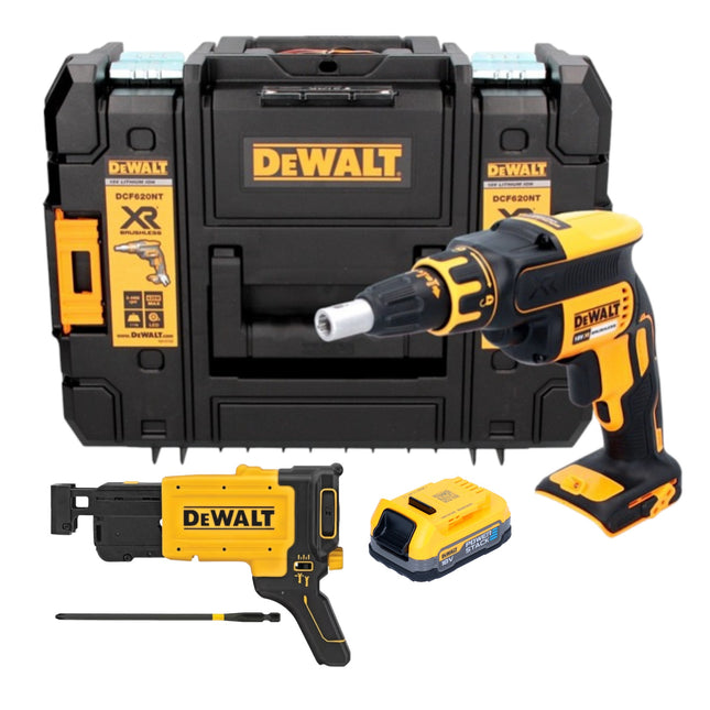 DeWalt DCF 620 NT cordless drywall screwdriver 18 V 30 Nm brushless + 1x Powerstack battery 1.7 Ah + TSTAK - without charger