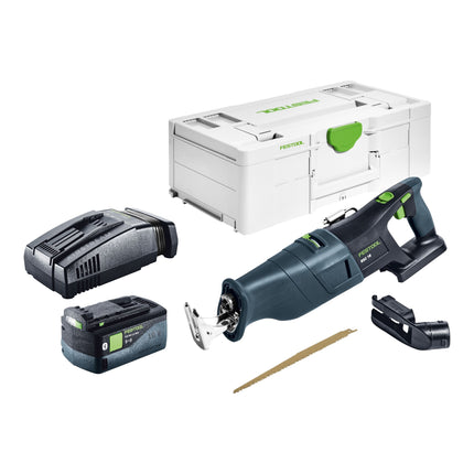 Sierra de sable sin cable Festool RSC 18 EB-Basic 18 V sin escobillas + 1x batería recargable 5,0 Ah + cargador rápido + systainer