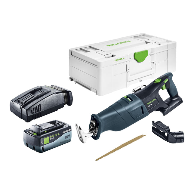 Festool RSC 18 EB-Basic akumulatorowa pilarka szablasta 18 V bezszczotkowa + 1x akumulator 8,0 Ah + szybka ładowarka + systainer