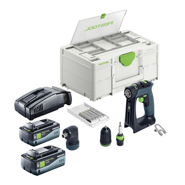 Festool CXS 18-Basic-Set cordless drill driver 18 V 40 Nm brushless + 2x battery 8.0 Ah + quick charger + systainer