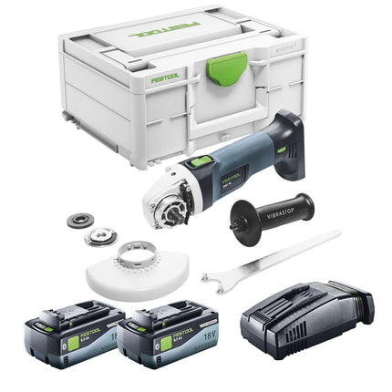 Festool AGC 18-125 EB-Basic cordless angle grinder 18 V 125 mm brushless + 2x battery 8.0 Ah + quick charger + Systainer