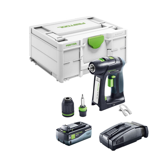 Festool C 18 Basic cordless drill driver 18 V 45 Nm brushless + 1x battery 8,0 Ah + quick charger + systainer