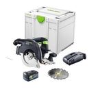 Festool HKC 55 EB-Basic sierra circular sin cable 18 V 160 mm sin escobillas + 1x batería recargable 5,0 Ah + cargador rápido + Systainer