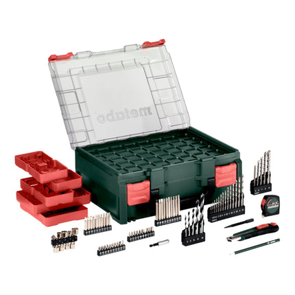 Metabo SB 18 L Set akumulatorowa wiertarko-wkrętarka udarowa 18 V 50 Nm ( 602317710 ) + 2x akumulator 2,0 Ah + ładowarka + 78-częściowy warsztat mobilny + walizka