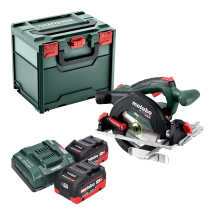 Metabo KS 18 LTX 57 BL sierra circular sin cable 18 V 57 mm ( 611857810 ) + 2x batería LiHD 8,0 Ah + cargador + metabox