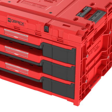 Qbrick System ONE Drawer 3 Toolbox 2.0 Red Ultra HD Boîte à outils 587 x 380 x 340 mm 27 l avec trois tiroirs