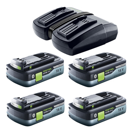Festool SYMC 70 EB-Basic SYMMETRIC Scie à plinthes sans fil 36 V ( 2 x 18 V ) 216 mm + 4x batterie 4,0 Ah + double chargeur + Systainer