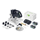 Festool SYMC 70 EB-Basic SYMMETRIC Scie à plinthes sans fil 36 V ( 2 x 18 V ) 216 mm + 2x batterie 8,0 Ah + double chargeur + Systainer