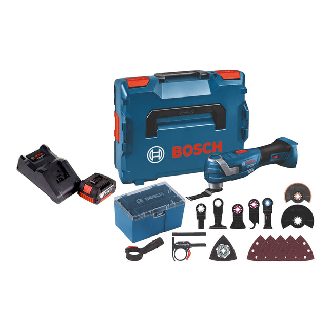 Bosch GOP 18V-34 Professional Cordless Multi Cutter 18 V Starlock Plus + 1x battery 3.0 Ah + charger + 17 pcs. accessories + L-Boxx