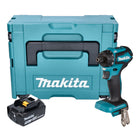 Makita DDF 083 T1J Taladro atornillador a batería 18 V 40 Nm 1/4'' sin escobillas + 1x batería recargable 5,0 Ah + Makpac - sin cargador