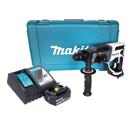 Makita DHR 202 RM1W Taladro percutor a batería 18 V 20 mm 2.0 J blanco + 1x batería 4.0 Ah + cargador + maletín