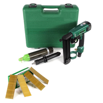 Prebena PKT-2-J50SD-S Luftdruck Kartuschen - Druckluftnagler 3,5-10 bar im Transportkoffer + Prebena Stauchkopfnägel Brads 40 mm 5000 Stück - aus verzinktem Stahl, geharzt - Toolbrothers
