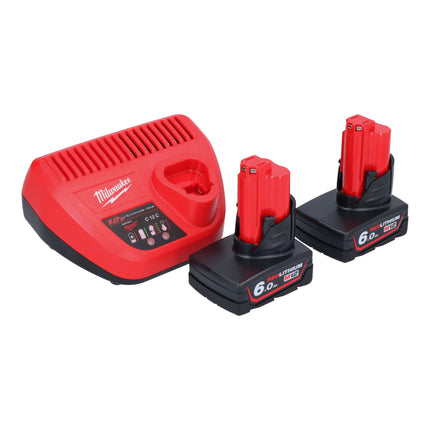 Milwaukee M12 FQID-602 Clé à choc sans fil 12 V 50 Nm 1/4'' Brushless + 2x batterie 6,0 Ah + chargeur