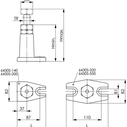 Caballete atornillable AMF nº 6430S Atlas ( 4000833130 ) tamaño 320 altura 200 - 320 mm