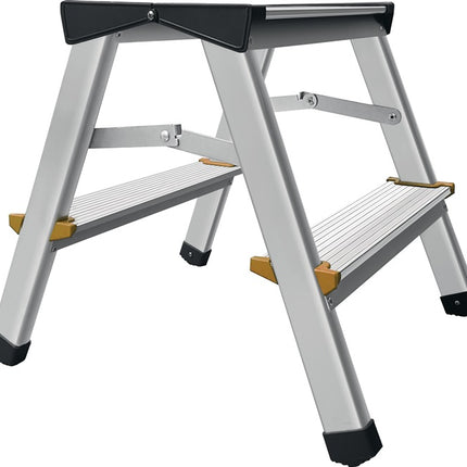 Klapptritt ( 9000465010 ) Stufen einschl. Plattform 2 Aluminium mit Anti-Rutsch-Riffelung