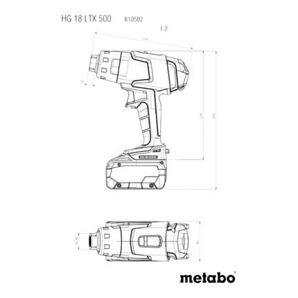 Metabo HG 18 LTX 500 Akumulatorowy pistolet na gorące powietrze 18 V 300 / 500 °C Solo ( 610502850 ) - bez akumulatora, bez ładowarki