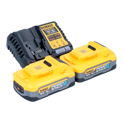 Akumulatorowa szlifierka kątowa DeWalt DCG 412 H2 18 V 125 mm + 2x akumulator Powerstack 5,0 Ah + ładowarka