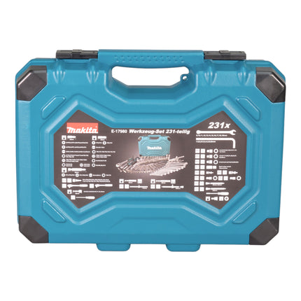 Makita E-17980 Juego de herramientas 231 piezas. 5/16" / 1/4" / 1/2" destornillador / carraca / llave / puntas + maletín