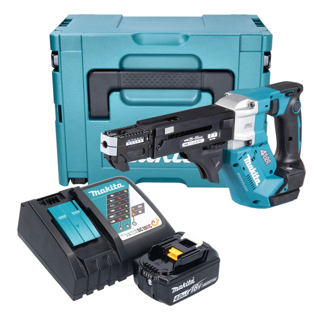 Makita DFR 552 RM1J Akku Magazinschrauber 18 V 25 55 mm Brushless 1x Akku 4 0 Ah Ladegeraet Makpac 0 - toolbrothers