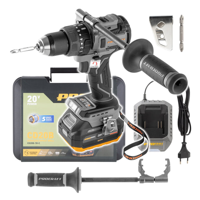 Procraft Industrial CD20B 1b Akku Bohrschrauber 20 V 150 Nm 1x Akku 4 0 Ah Ladegeraet Koffer 0 - toolbrothers