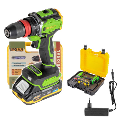 Procraft PA18ProDFR Akku Schrauber 20 V 30 Nm Brushless 1x Akku 1 5 Ah Ladegeraet Koffer 0 - toolbrothers