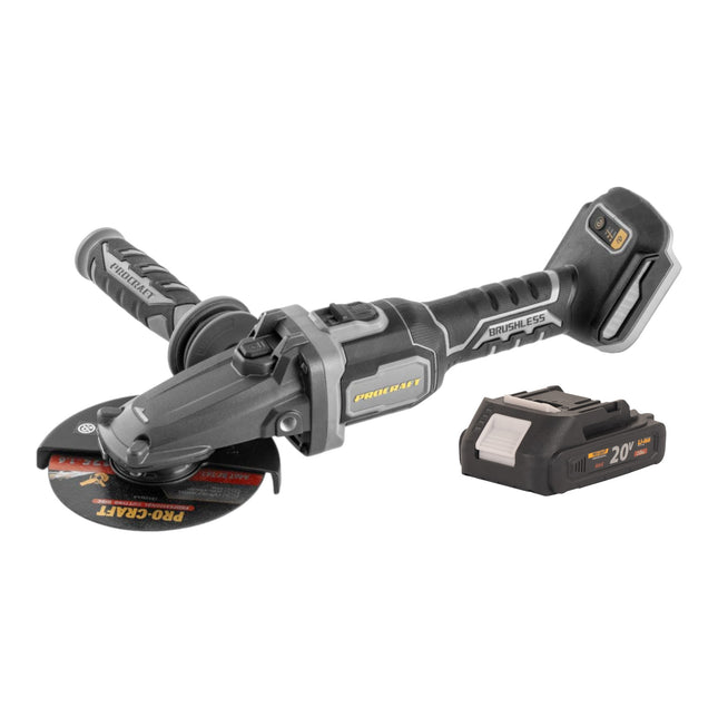 Procraft Industrial AG125Cbb Akku Flachkopf Winkelschleifer 20 V 125 mm Brushless 1x Akku 2 0 Ah ohne Ladegeraet 0 - toolbrothers