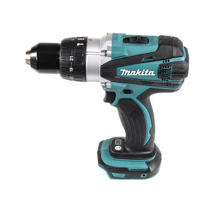 Taladro percutor inalámbrico Makita DHP 458 STX4 18 V 91Nm + 1x batería 5,0Ah + cargador + 70 piezas. Juego de brocas + estuche
