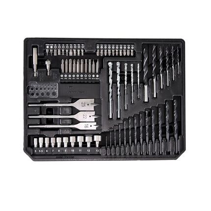 Taladro percutor inalámbrico Makita DHP 458 SGX4 18 V 91Nm + 1x batería 6,0Ah + cargador + 70 piezas. Juego de brocas + estuche