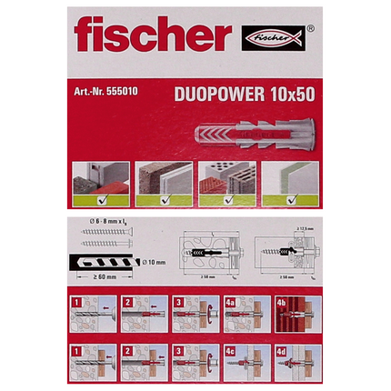 Taco de expansión Fischer DUOPOWER 10x50mm 50 piezas (555010)