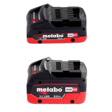 Set básico Metabo LIHD + 2x batería 4,0 Ah + 2x batería 8,0 Ah + 2x cargador + Metaloc