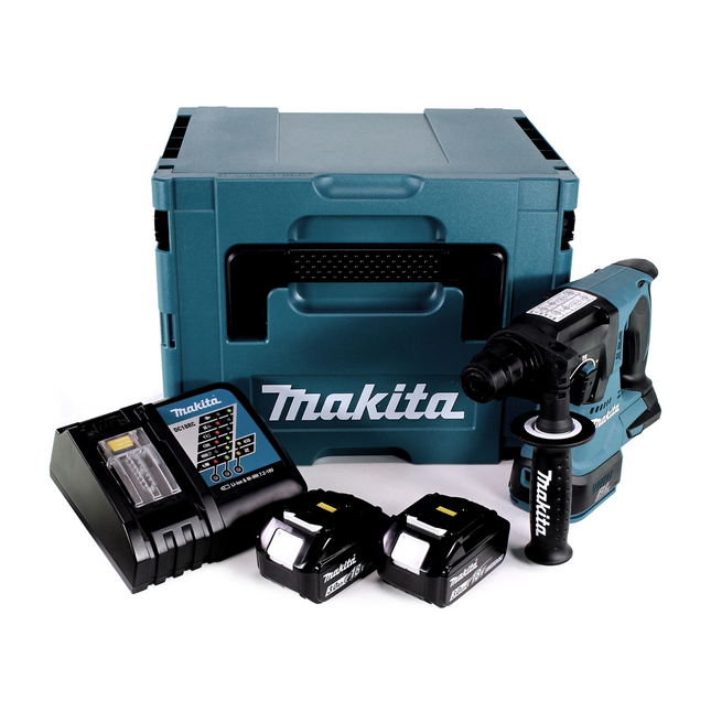 Trapano a percussione a batteria Makita DHR 242 RFJ 18V 2.0J SDS-plus Brushless + 2x batteria ricaricabile 3.0Ah + caricabatterie + Makpac