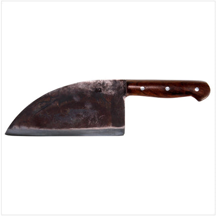 Serra Grande ''Cutelo Carbono'' cuchillo de cocina tradicional brasileño forjado a mano con hoja de 20,3 cm + funda de cuero genuino
