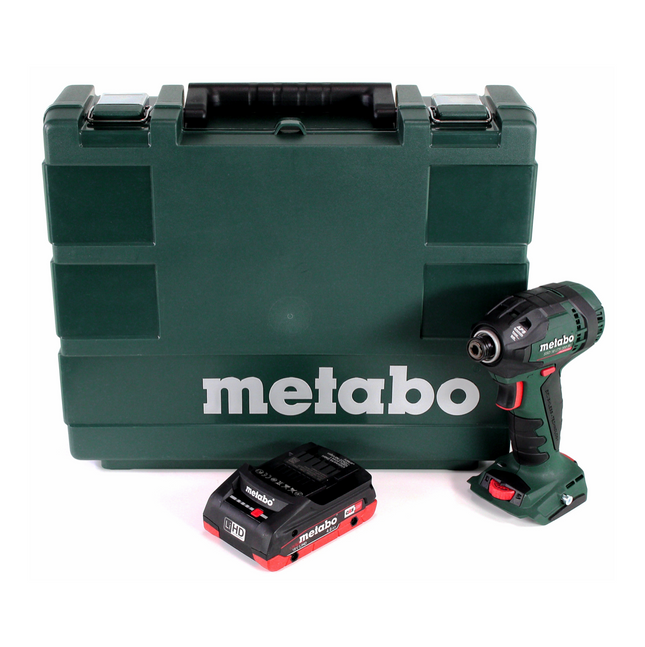 Llave de impacto a batería Metabo SSD 18 LTX 200 BL 18V 1/4" 200Nm sin escobillas + 1x batería 4,0Ah + maletín - sin cargador