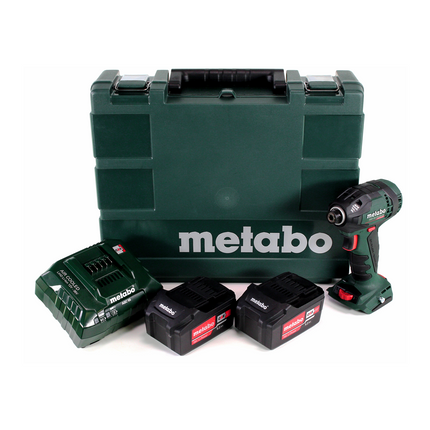Metabo SSD 18 LTX 200 BL Llave de impacto a batería 18V 1/4" 200Nm sin escobillas + 2x batería 5,2Ah + cargador + maletín (602396650)