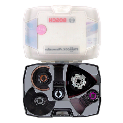 Bosch GOP 12V-28 Multi-Cutter a batteria 12V Starlock Brushless Solo + Starlock Set Best of Renovation 5 pezzi + L-Boxx - senza batteria, senza caricabatterie