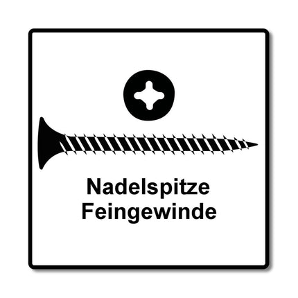 SPAX GIX-A Drywall Screws Magazined 3.9x45 mm Phosphated - Full Thread - Trumpet Head - Cross Recess H2 - Needle Head 1000 pcs. (1091170390356)