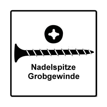 Tornillos para paneles de yeso SPAX GIX-B en cargador, 3,9x25 mm, punta de aguja, 1000 piezas (1891170390256) rosca completa, cabeza de trompeta, Phillips H2