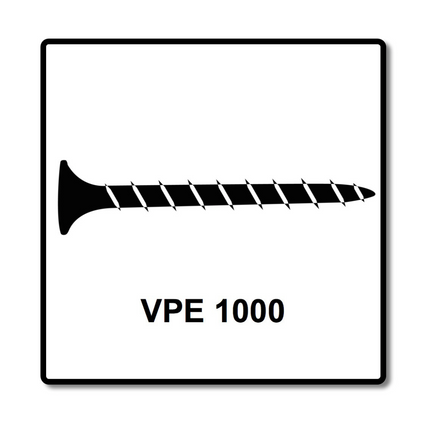 Tornillos para paneles de yeso SPAX GIX-B en cargador, 3,9x35 mm, punta de aguja, 1000 piezas (1891170390356) rosca completa, cabeza de trompeta, Phillips H2