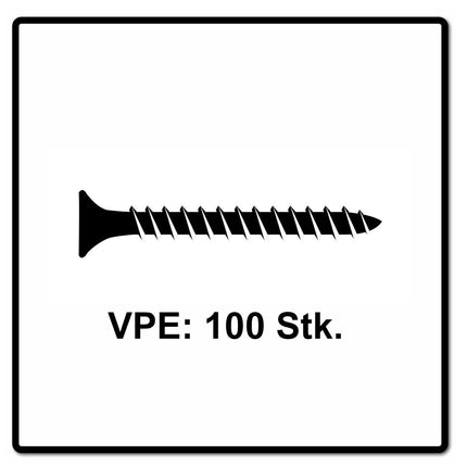 Fischer Power-Fast II FPF II tornillo para aglomerado 6,0x60 mm 100 piezas (670455) cabeza avellanada con rosca completa Torx, galvanizado, pasivado azul