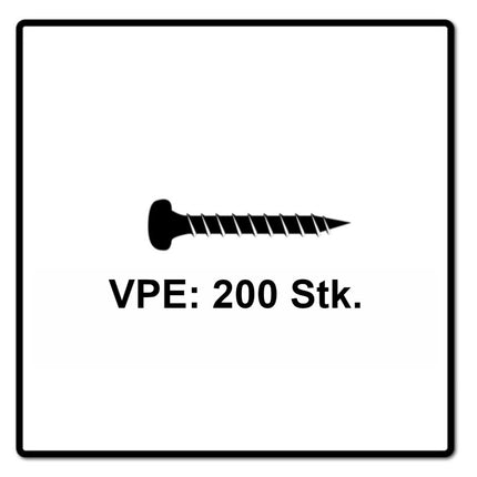 Fischer Power-Fast II FPF II Chipboard Screw 3,5x25mm, Pan head, Torx, Full thread, Blue zinc plated, 200pcs. (670101)