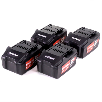 Metabo battery set 4x Li-Power battery pack 18 V 4.0 Ah CAS Li-Ion battery ( 4x 625591000 ) with charge level indicator