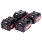 Metabo battery set 4x Li-Power battery pack 18 V 4.0 Ah CAS Li-Ion battery ( 4x 625591000 ) with charge level indicator