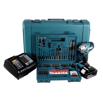 Makita DTD 156 SGK Akku Schlagschrauber 18V 155Nm 1/4" + 1x Akku 6,0Ah + Ladegerät + 100 tlg. Bit Bohrer Set + Koffer - Toolbrothers